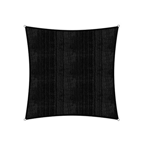 Lumaland Sonnensegel Quadrat | 5 x 5 Meter Wetterbeständiger Sonnenschutz inkl. Befestigungsseile | Terrasse, Garten & Balkon Schattenspender mit UV-Schutz [Schwarz]