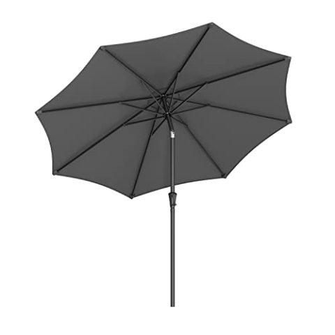 SONGMICS Sonnenschirm 270 cm, UPF 50+, Strandschirm, beidseitig um 30° knickbar, Sonnenschutz, mit Kurbel zum Öffnen/Schließen, für Terrasse, Balkon, Pool, ohne Ständer, grau GPU27GY