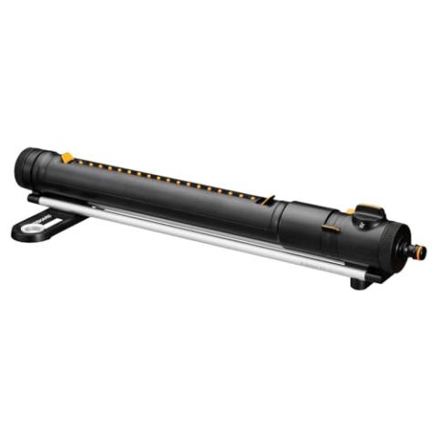 Fiskars X-Series Oszillierender Regner S–L, Inkl. herausnehmbarem Filter und Werkzeug zur Düsenreinigung, Sprinkler für 300-500 m², Schwarz/Orange, 1070831