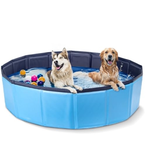 Nobleza Hundepool für Große & Kleine Hunde, Faltbarer Hunde Planschbecken, Stabile Hundebadewanne, Swimmingpool für Katzen, 180 * 30cm, XL, Blau