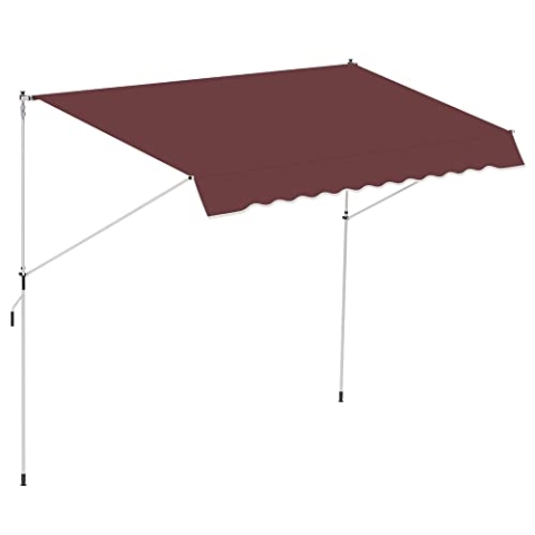 Outsunny Manuelle einziehbare Markise Teleskop-Markise ohne Bohren 3L x 1,5l m Neigungs- und Höhenverstellung Schneller Einbau Metall Alu Polyester UV-Schutz Bordeaux