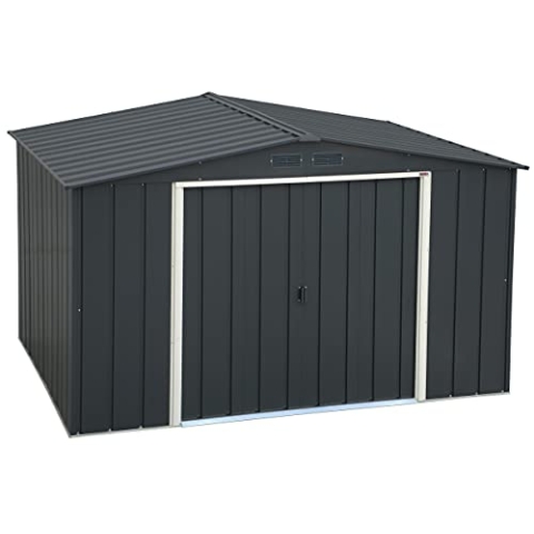 Duramax ECO 10 x 8 (7.28 m²) Metallgerätehaus, feuerverzinktes Metall gerätehaus - Geräteschuppen, verstärkte Dachkonstruktion, wartungsfreier und wetterfester Metallschuppen, Anthrazit