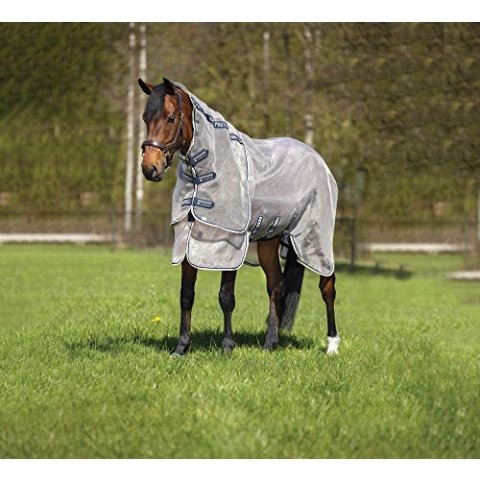 Horseware Rambo Protector Fliegendecke, Schutzdecke für Pferde, Silber/Navy, Polyester, Größe 145