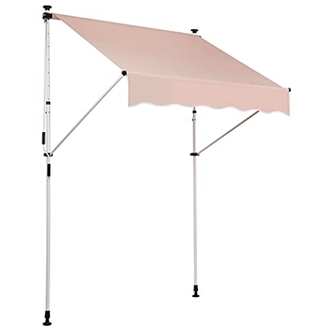 CLP Klemm-Markise Westerly I Ohne Bohren I Höhenverstellbar I UV50+ I Wasserdicht, Farbe:beige, Größe:350x120 cm