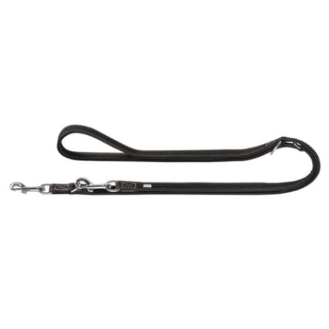 HUNTER Hunting Verstellbare Führleine für Hunde, Leder, weich, robust, 1,3/200 cm, schwarz