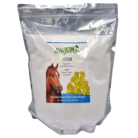 Stiefel MSM für Pferde, 100% naturbelassenes MSM, zur Unterstützung des Gelennkstoffwechsels, positiver Effekt auf Haut, Fell, Huf, Hufwachstum, 4kg