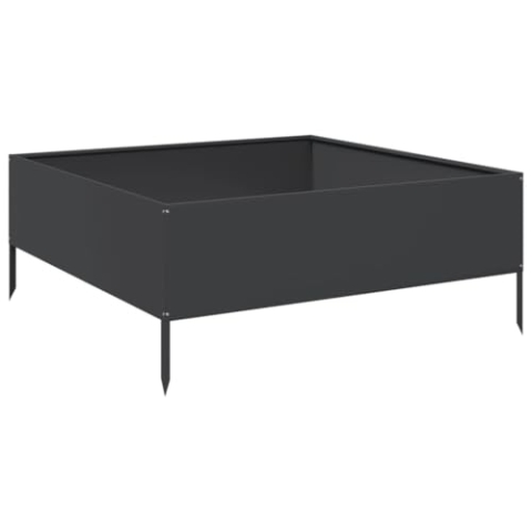 vidaXL Hochbeet, Pflanzbeet Pflanzkasten Offene Unterseite, Gemüsebeet Kräuterbeet Erhöhtes Design, Gartenbeet Blumenkasten Kompostbehälter, Schwarz Stahl
