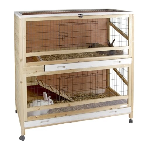Kerbl Kleintierkäfig Indoor Deluxe (mit zwei Etagen, L x B x H 115 x 60 x 118 cm, mit Rollen, für Hamster / Meerschweinchen usw.) 81703