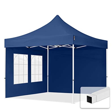 TOOLPORT 3x3m Pavillon Faltpavillon Klappzelt inkl. 2 Seitenteile Stahl Faltzelt Garten Partyzelt blau