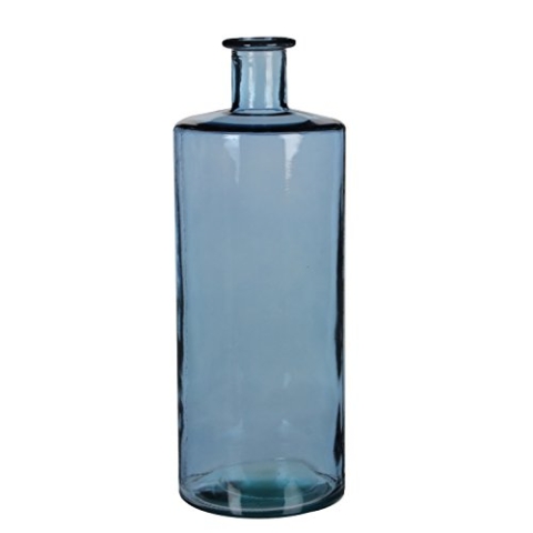 Mica Decorations Guan Glasflasche - H40 x Ø15 cm - Recyceltes Glas - Blau