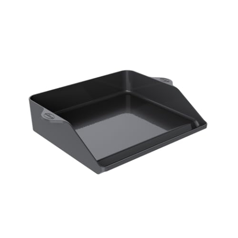 RÖSLE Plancha-Grillplatte, Hochwertige Grillplatte aus porzellanemailliertem Gusseisen für Fleisch, Gemüse und kleine Grillstücke, extra hoher Rand, 47 x 36,5 cm, schwarz