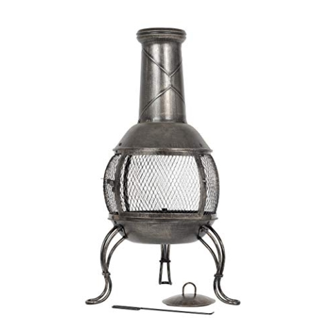 La Hacienda Leon Medium Terrassenofen - Terrassenofen - Feuerstelle für entspannte Abende - Feuersäule Outdoor - Terrassenkamin - Gartenofen aus hochwertigem Stahl 38x38x90 cm