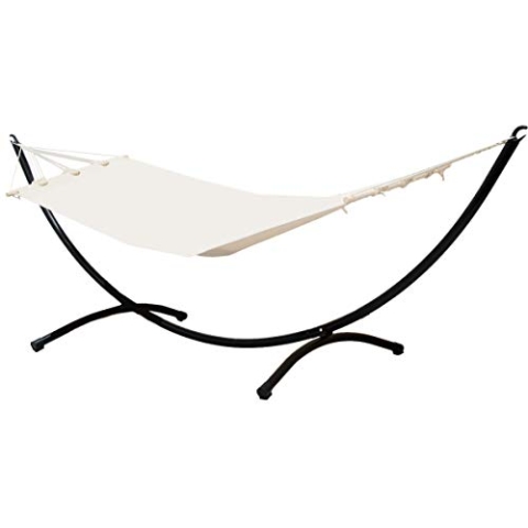 AMANKA Outdoor Hängematte mit Gestell 1 Person - 300cm Hängemattengestell bis 120kg - 190x80 Hängematte für Garten mit Gestell Hängematte für Balkon Hängeliege mit Gestell - Boho Gartenliege Hängend