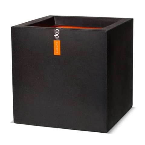 Capi Europe - Blumentopf quadratisch Smooth NL - 30x30 - Schwarz - Öffnung Ø24 - Blumentopf für den Innen- und Außeneinsatz - Bruchsicher - 100% recycelbar - KBL902