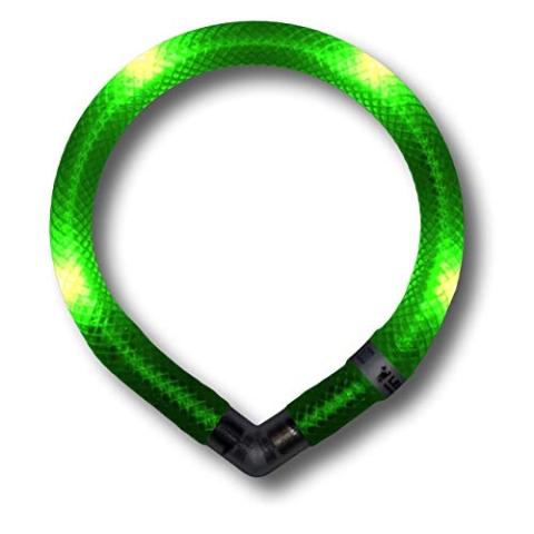 LEUCHTIE® Leuchthalsband Mini für Hunde, wasserdichtes LED Halsband, enorm hell, 50h Leuchtdauer, für kleine Hunde neongrün Größe 32,5
