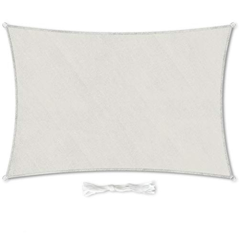 Premium Sonnensegel Rechteckig 3x5m Creme inkl. Befestigungsseilen aus wetterbeständingen HDPE | Sonnenschutz Schattenspender Garten Balkon Camping & Terrasse - UV Schutz Wetterschutz