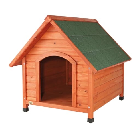 TRIXIE wetterfestes und frei justierbares Hundehaus"natura Hundehütte Cottage Satteldach, L: 96 × 105 × 112 cm, braun"- 39533