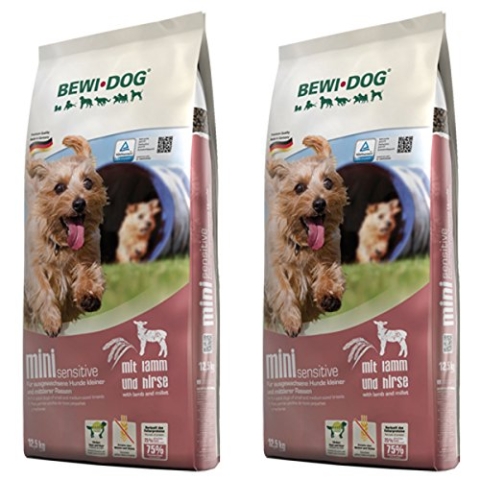 2 x 12,5 kg Bewi Dog Mini Sensitive | Hundefutter | Trockenfutter für kleine Hunderassen | ohne Weizen & Soja | extra kleine Kroketten