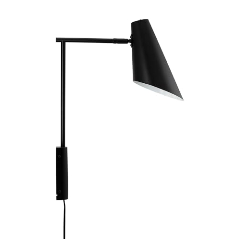 Dyberg Larsen Cale Mattschwarz Wandleuchte Innen mit Überstand | Hergestellt aus mattschwarzem Metall - Mattschwarz - Für die Verwendung in Innenräumen - 40 W/E14 - Dänisches Design - Modern - Leicht