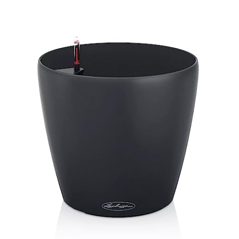 LECHUZA-Pflanzgefäß Classico Color ECO 43 Dunkelgrau | Pflanzgefäß mit Bewässerungssystem und Wasserstandsanzeiger|aus 100% recyceltem Kunststoff | Matte Oberfläche | Ø 42 x 39,5 cm | 18945
