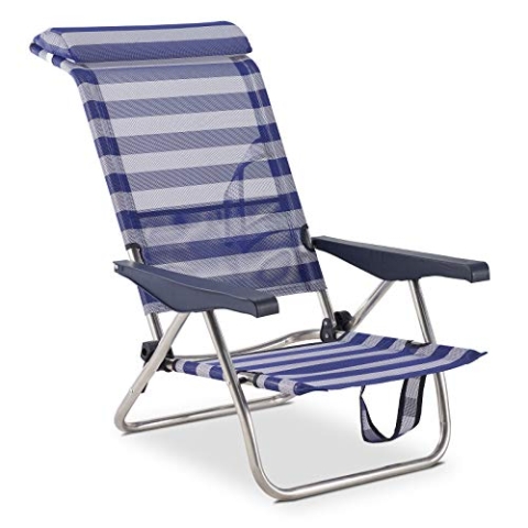 Solenny Strandstuhl, faltbar, 4 Positionen, mit Rückenlehne und Griffen, 77 x 60 x 83 cm, 4 Positionen, waschbarer Stoff und Stabilisatoren für mehr Sicherheit
