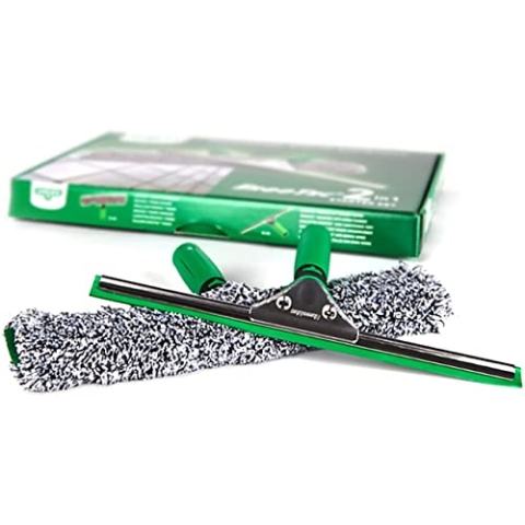 UNGER ErgoTec 2in1 Profi-Fensterreinigungs-Starterset (mit Fensterwischer und Einwascher in 35cm) AK011A