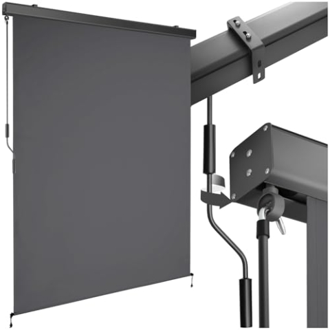 tectake® Markise, Senkrechtmarkise, Sonnenschutz Balkon Sichtschutz Terrasse, Flexible Trennwand für Pergola, Garten, Windschutz, Sonnenschutz, Balkonsichtschutz - schwarz, 140 x 250 cm
