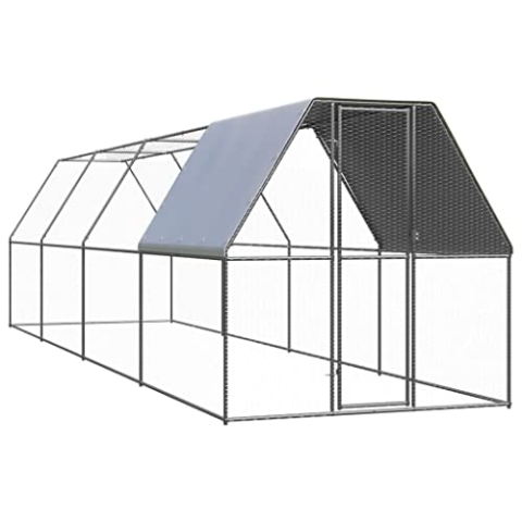 vidaXL Outdoor Hühnerkäfig 2x8x2m Verzinkter Stahl Hühnerstall Freilaufgehege