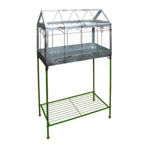 Esschert Design Gewächshaus mit Ständer 114 cm Metall Glas Deko kleine Blumen
