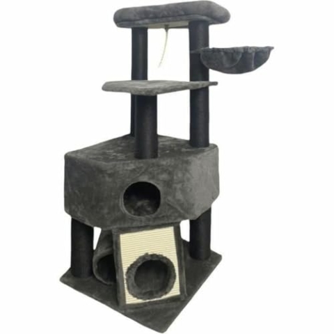 Kratzbaum für Katzen, Guily Dunkelgrau, Polyester, Jute, Plüsch, Holz, Metall, Papier, Stahl, MDF, Sisal (1 Stück) - Marke: Guily - EAN: 3619995143844