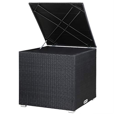 Casaria® Auflagenbox Kissenbox 318 L Garten Aufbewahrungsbox Polyrattan Schwarz