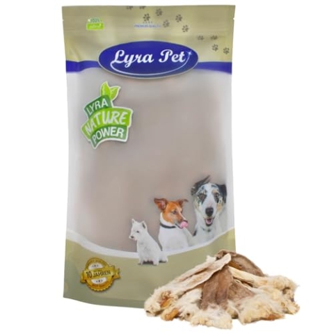 Lyra Pet® 10 kg Kaninchenohren mit Fell | Naturbelassener Kausnack | Proteinreiches Leckerli für Hunde | Gut verträglich & darmreinigend | Nährstoffreicher Kaugenuss | Schonend getrocknet