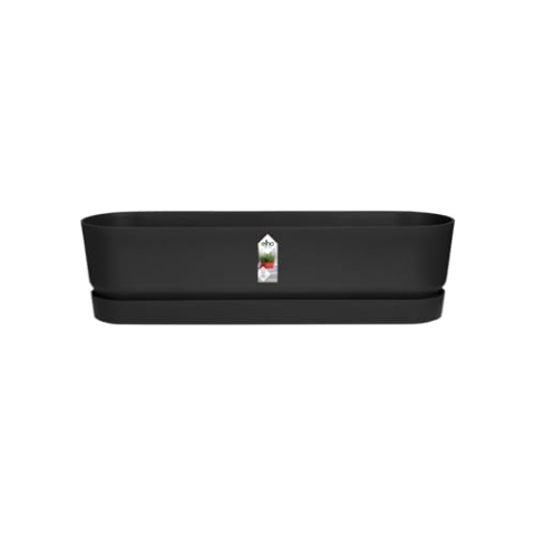 elho Greenville Pflanzgefäß Lang 70 - Übertopf für Außen - 100% recyceltem Plastik - Ø 69.0 x H 18.5 cm - Schwarz/Living Schwarz