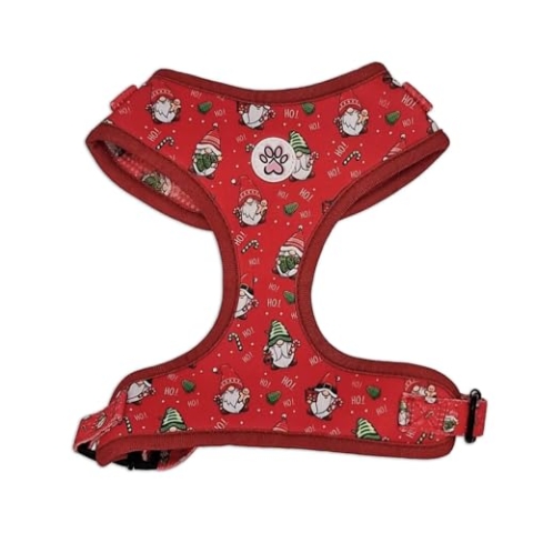Weihnachten Hundegeschirr - Soft Geschirr Hund - Rot - Weihnachtszwerge - Gnomey Glamour - Paw My God! - Größe L