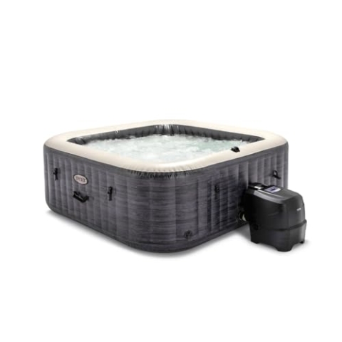 Intex 28452NP - Aufblasbarer Whirlpool PureSpa Greystone Deluxe, 6 Plätze, 170 Düsen, PVC, Grau, 196 x 196 x 71 cm