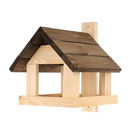 Dacko-Wood Aneta Dacko Vogelhaus, Vogelhäuschen aus Holz, wetterfest, Wandmontage für Garten, Balkon, Zaun (Braun+ Natur)