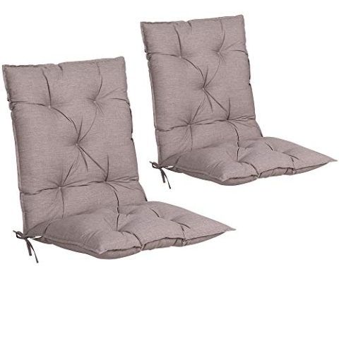 DETEX® Stuhlauflage 2er Set 116x57x7cm Viskoeffekt Outdoor Stuhlkissen Polster Auflage Niedriglehner Sitzauflage Creme Meliert
