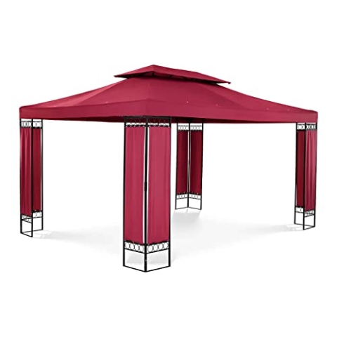 Uniprodo Uni_PERGOLA_3X4BF Gartenpavillon Pavillon Festzelt Partyzelt Stahl 3x4m Beige Verzierung 160 g/m²