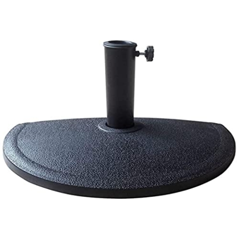Sonnenschirmständer, Sonnenschirmfuß, 38-48 mm Mast, Ø50x32 cm, schwarz, Polyresin-Material, Gartenschirmfuß, halbrund, 9 kg, Aktive Garden