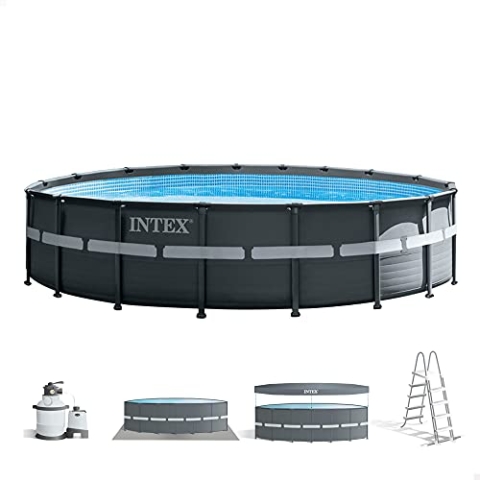 Intex Frame Pool Set Ultra Rondo XTR Ø 549 x 132 cm, Pool, Sandfilteranlage, Abdeckplane, Bodenschutzplane, Sicherheitsleiter, GS, 26330GN, 26330NP, Blau