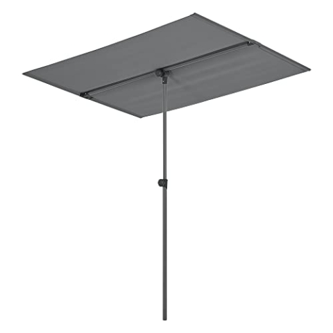 pro.tec Balkonblende Carsoli 180 x 130 cm Gartenschirm 360° drehbar Sonnenschirm UV 50+ wasserfest Balkonschirm rechteckig Grau