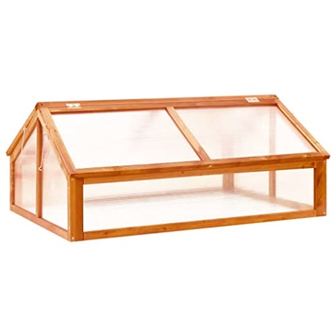 vidaXL Tannenholz Gewächshaus Aufzucht Frühbeet Frühbeetkasten Treibhaus Pflanzenhaus Gartenhaus Pflanzbeet Tomatenhaus Braun 114x80x50cm