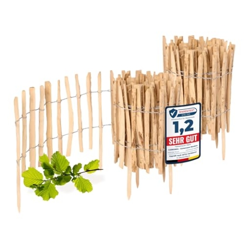 Garronda Gartenzaun zum Stecken aus Haselnüsse Zaun Garten Staketenzaun Beeteinfassung Holz Steckzaun Hochwertiger Gartenzaun für Ihren Garten GD-0156 (2 Stück, 35 cm x 500 cm)