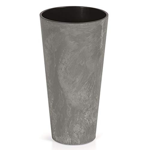 Prosperplast Tubus Slim Effect Blumentopf Pflanzkübel Beton-Design 2in1 inkl. Pflanztopf Rund Kunststoff (400mm, Marengo)