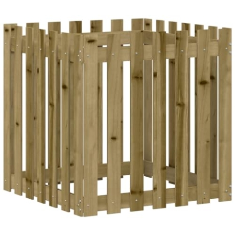 vidaXL Pflanzkübel, Blumenkübel mit Lattenzaun-Design, Pflanzkasten Übertopf für Garten Terrasse, Blumentopf Blumenkasten, 70x70x70 cm Kiefernholz Imprägniert