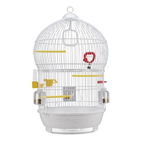 Ferplast Vogelkäfig Bali Kanarienvogel, Zebrafinken, Wellensittiche, aus Metall, Inkl. Zubehör Sitzstangen Drehbare Futternäpfe, 43.5 x 43.5 x h 68.5 cm.