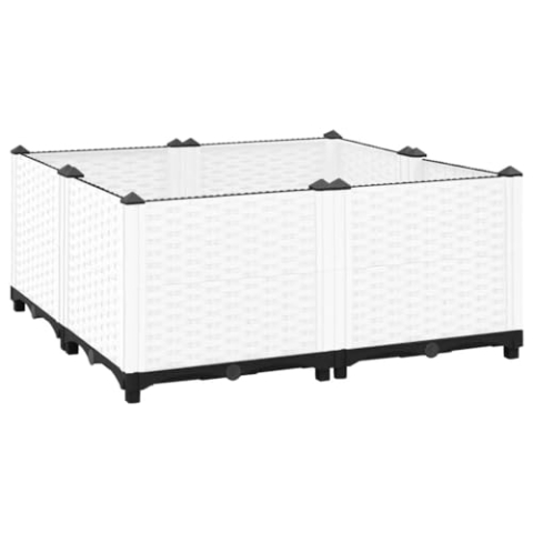 vidaXL Hochbeet, Kräuterbeet Gemüsebeet zum Selber Bauen, Blumenkasten im Rattan-Look, Pflanzkasten für Garten Terrasse Balkon, Polypropylen