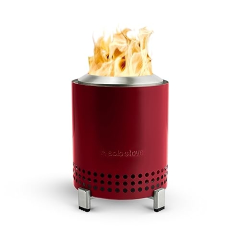 Solo Stove Mesa Tischfeuer mit Standfuß | Raucharmes Mini Outdoor Tischkamin, Befeuert mit Pellets oder Holz, Edelstahl, Inkl. Tragetasche, 17,5 x 13 cm, 635 g, Rot