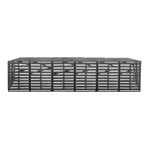 Lendo Online Containerumbau aus imprägniertem Fichtenholz - Sechsfach - 6x Kliko - 431x80x118cm - Umbau für Kliko - Kliko Umbau - Behälteraufbewahrung - Grau - Wetterfest