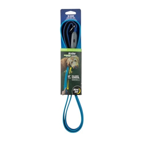 Nite Ize NiteDog Wiederaufladbare LED-Leine, USB-wiederaufladbar, 1,5 m, mit gepolstertem Griff, Blau